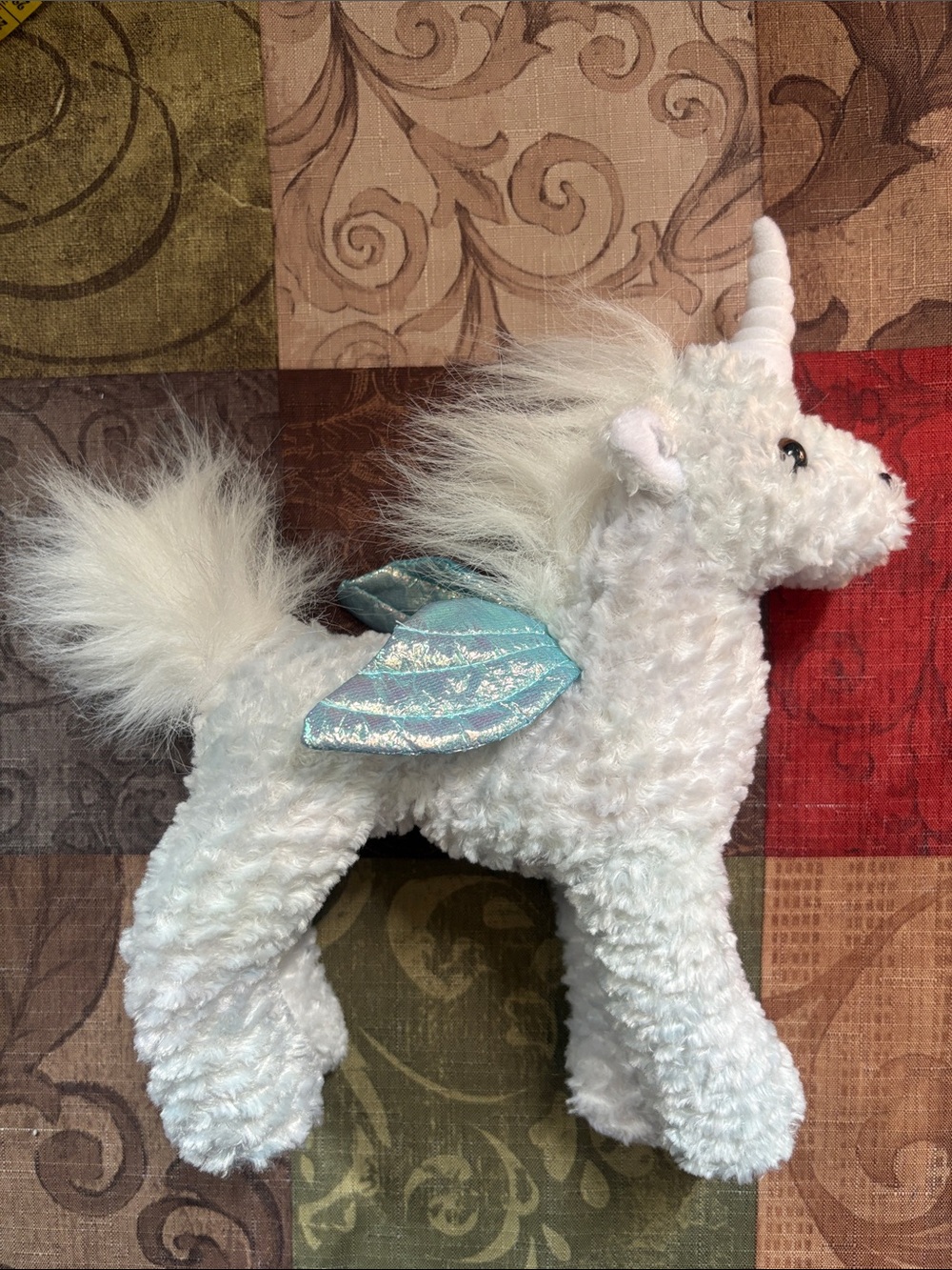 🛍️5/$20🛍️White Unicorn with Iridescent Blue Wings.
